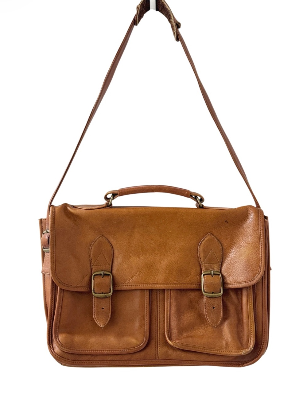 WILSONS Genuine Leather Briefcase Holds Laptop with Adjustable Shoulder Strap